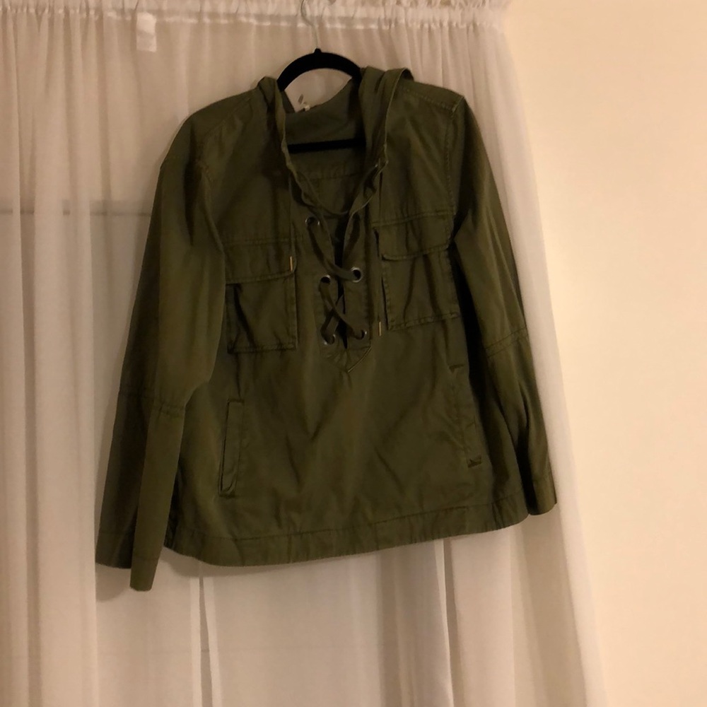 Pull over jacket with lace up detail
